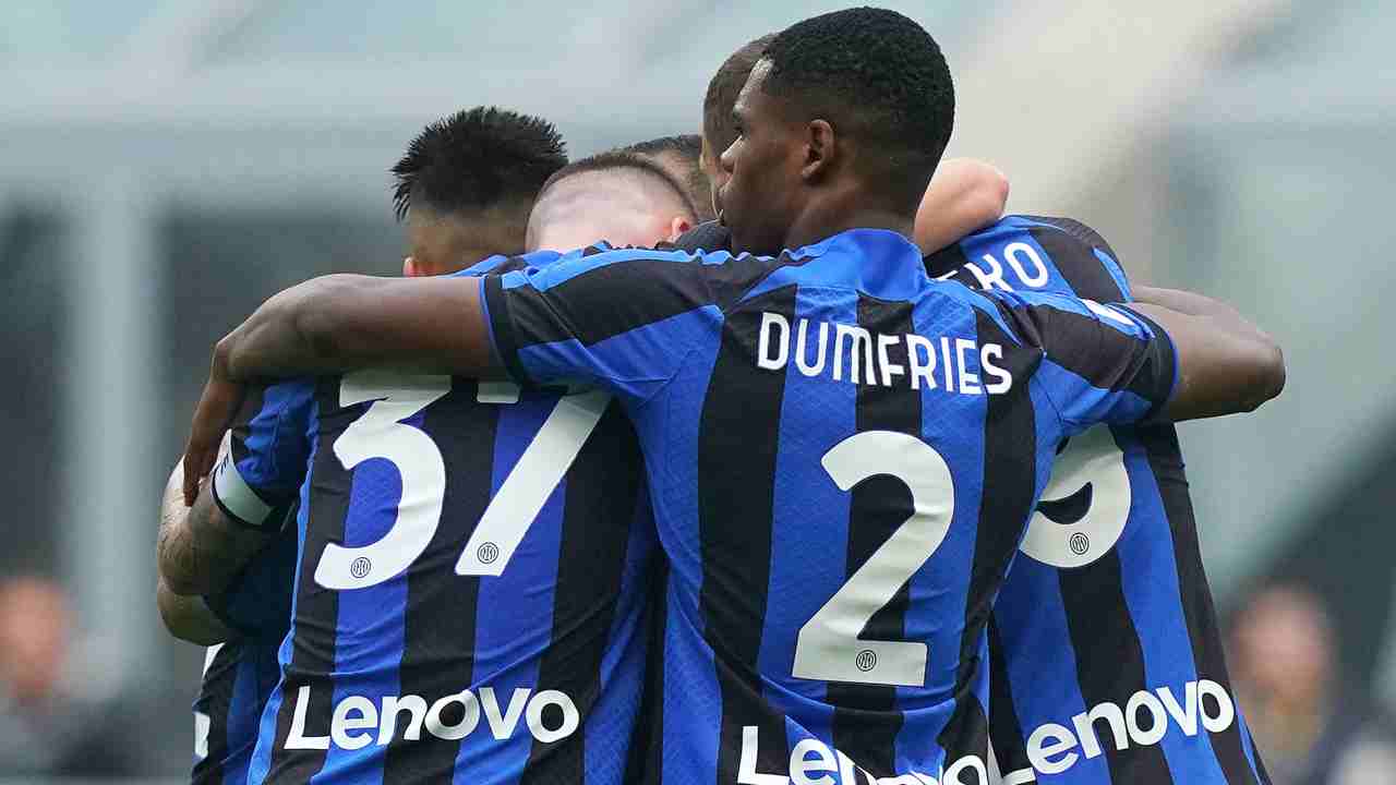 Festa Inter dopo un gol segnato (LaPresse) 19 ottobre 2022 zonainter.it