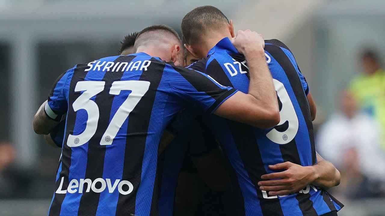 Inter, l'esultanza dei nerazzurri (LaPresse) 18 ottobre 2022 zonainter.it